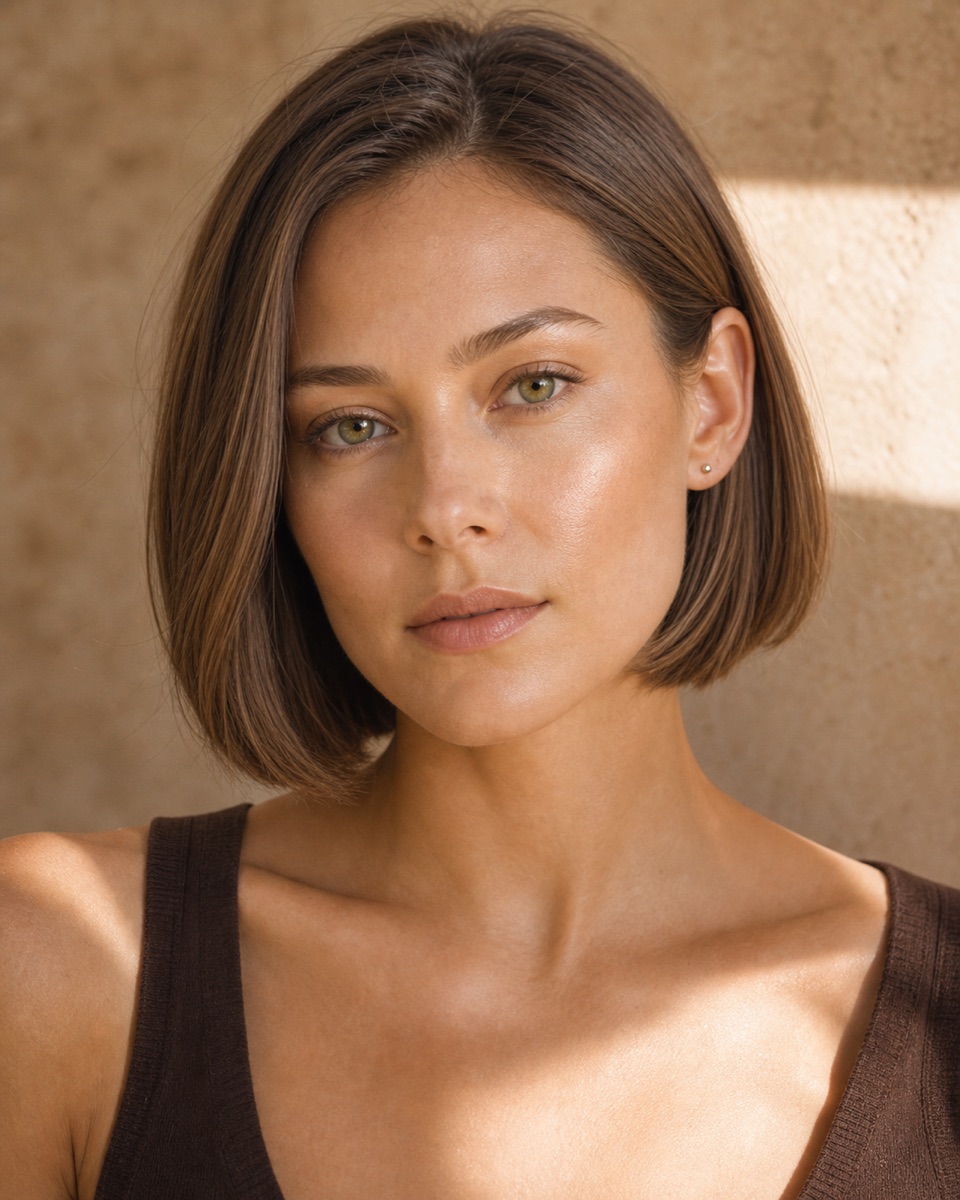 Close portrait showing natural skin texture in warm light